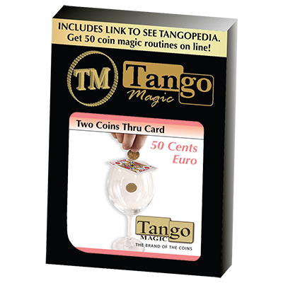 Two Coins Thru Card (E0016) (50 cent Euro) by Tango - Trick