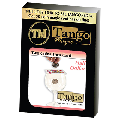 Two Coins Thru Card (D0018) (Half Dollar) by Tango - Trick
