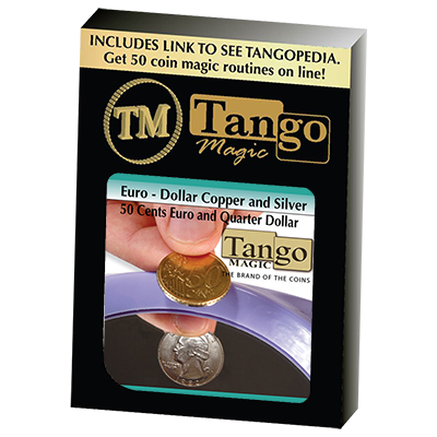 Euro-Dollar Copper And Silver (50 Cent Euro and Quarter Dollar) (ED003)by Tango Magic-Trick