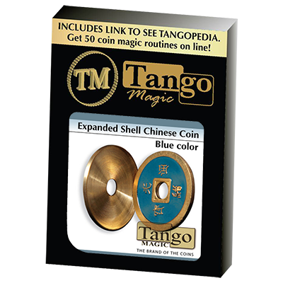 Expanded Shell Chinese Coin made in Brass (Blue) by Tango - Trick (CH005)