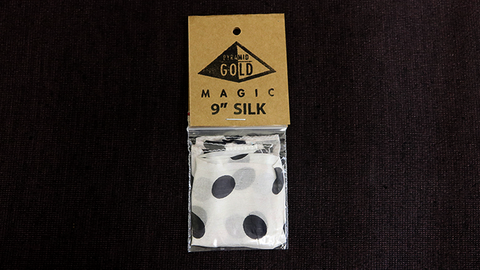 Silk 9 inch (White on Black Polka Dots) by Pyramid Gold Magic