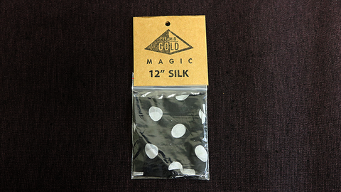 Silk 12 inch (Black on White Polka Dots) by Pyramid Gold Magic