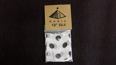 Silk 12 inch (White on Black Polka Dots) by Pyramid Gold Magic