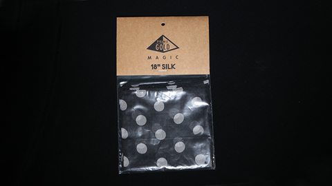 Silk 18 inch (Black with White Polka Dots) by Pyramid Gold Magic