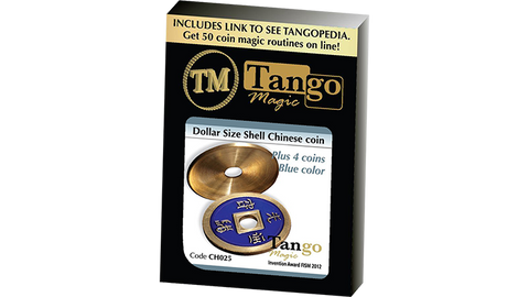 Dollar Size Shell Chinese Coin (Blue) by Tango Magic (CH025)