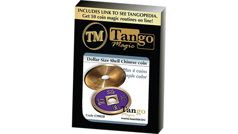 Dollar Size Shell Chinese Coin (Purple) by Tango Magic (CH028)