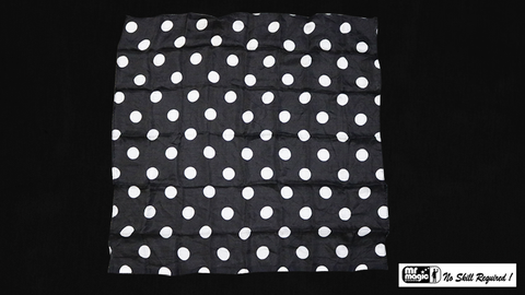 Polka Dot Hanky, White on Black (21 inches x 21 inches) by Mr. Magic - Trick