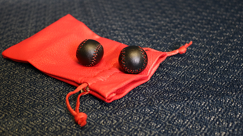 Chop Cup Balls Black Leather (Set of 2) by Leo Smetsers - Trick