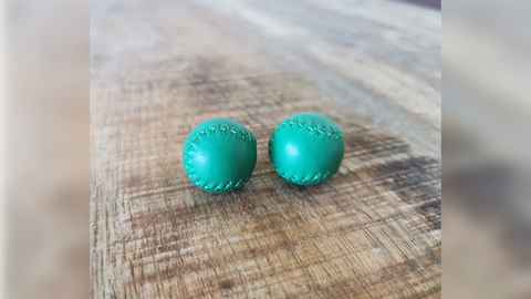 Chop Cup Balls Green Leather (Set of 2) by Leo Smetsers