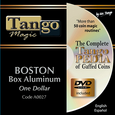 Boston Coin Box (One Dollar Aluminum w/DVD)(A0027) by Tango Magic - Tricks