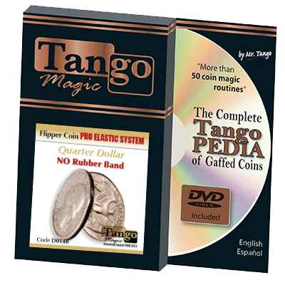 Flipper Coin Pro Elastic System (Quarter Dollar DVD w/Gimmick)(D0148) by Tango - Trick