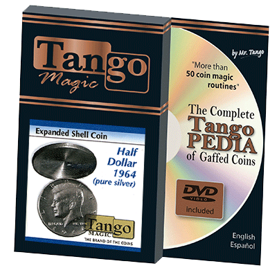 Tango Silver Line Expanded Shell Silver Half Dollar 1964(D0004) (pure silver w/DVD- by Tango - Trick