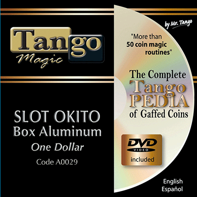Slot Okito Coin Box (Aluminum w/DVD)(A0029) One Dollar by Tango Magic - Tricks
