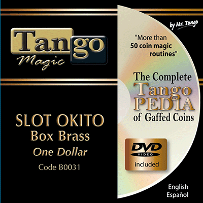 Slot Okito Coin Box (BRASS w/DVD)(B0031) One Dollar by Tango Magic - Trick